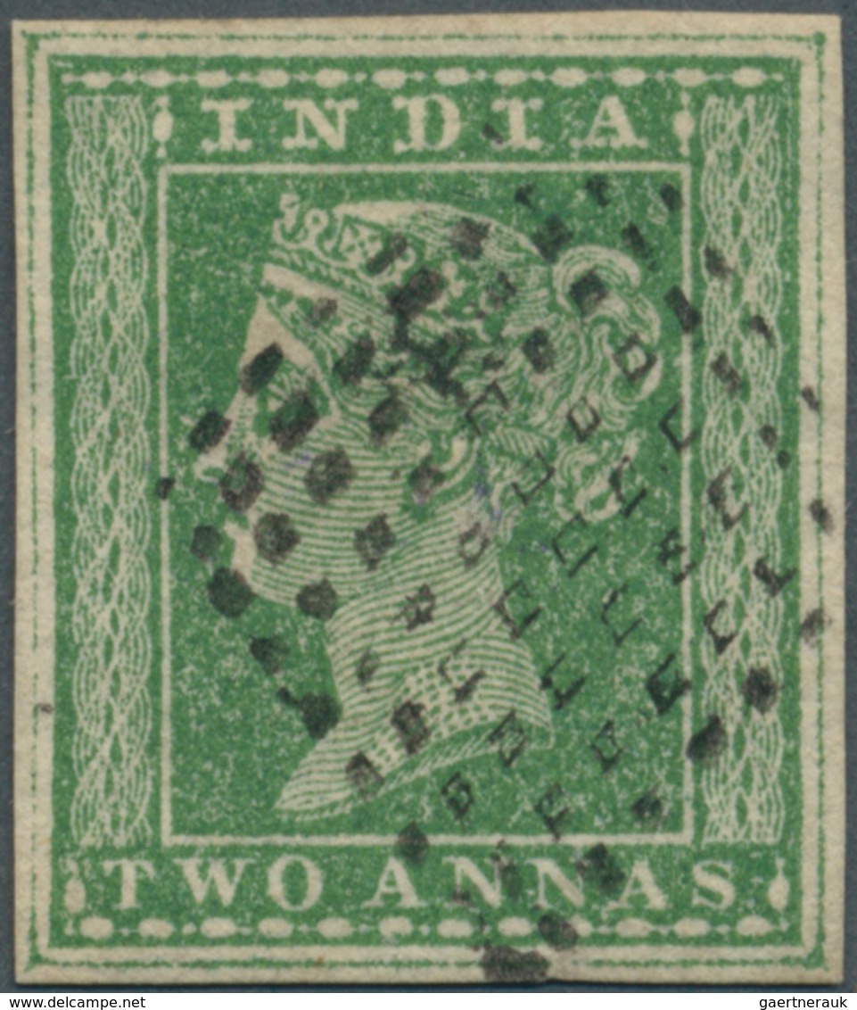 08685 Indien: 1854 Typographed 2a. Green With FOUR OUTER FRAMELINES, Used And Cancelled By Superb Strike O - Sonstige & Ohne Zuordnung