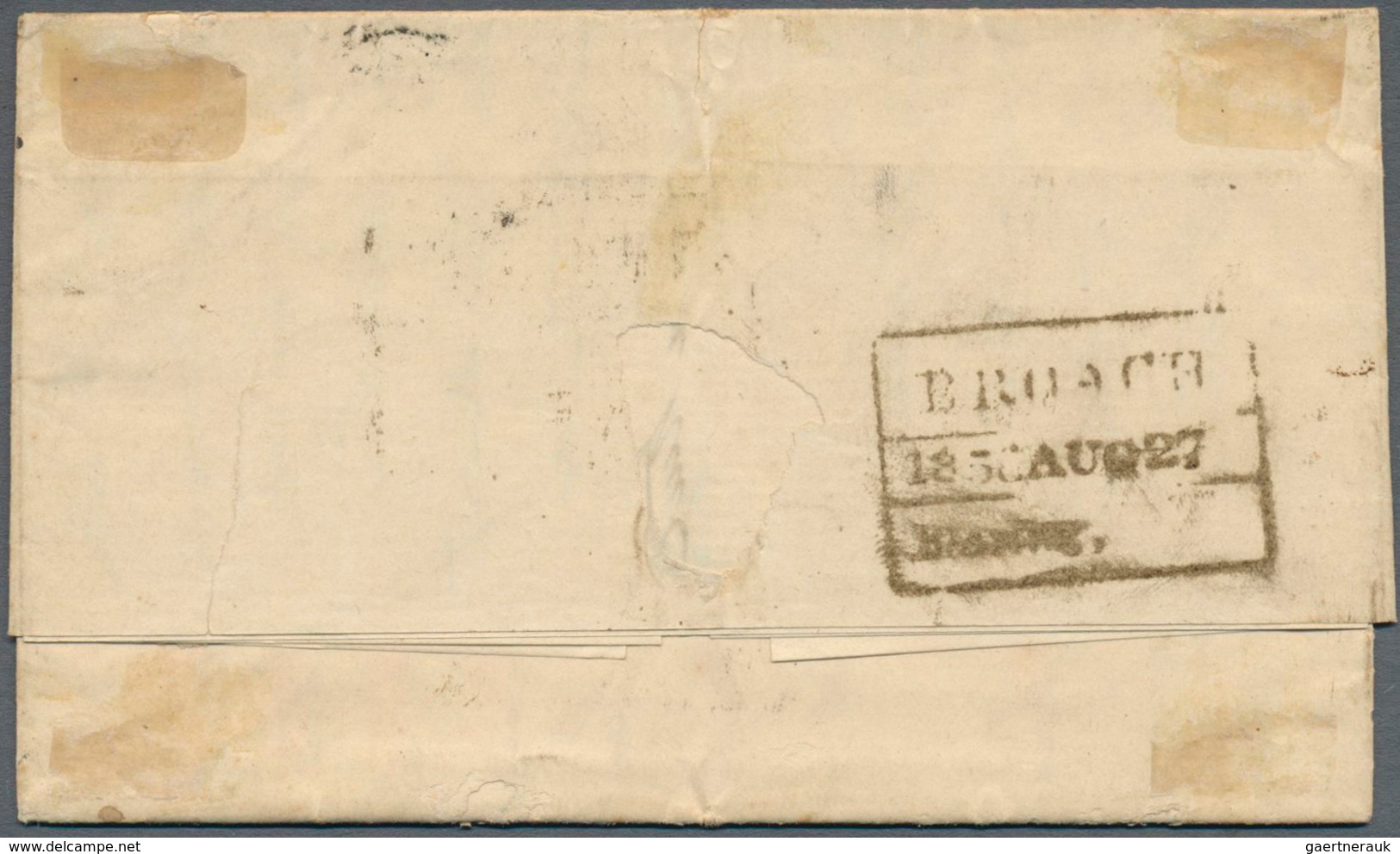 08691 Indien: 1856 Entire From Bombay To Broach Insufficiently Franked By 1854 1a. Red Only, Cancelled By - Sonstige & Ohne Zuordnung