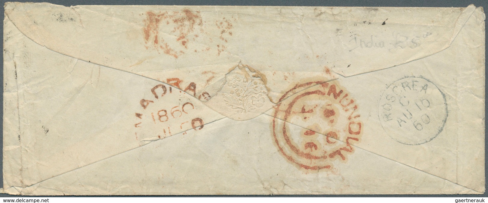 08695 Indien: 1858-81: Four covers from India to Ireland with various frankings (6a. (1858 cover), 4a. (18