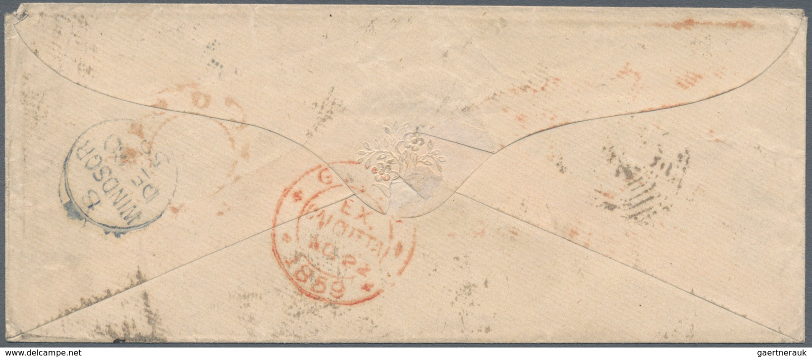 08697 Indien: 1854/64, covers (5) used to England x4 (Calcutta) and within India x1 (Jessore), also uprate