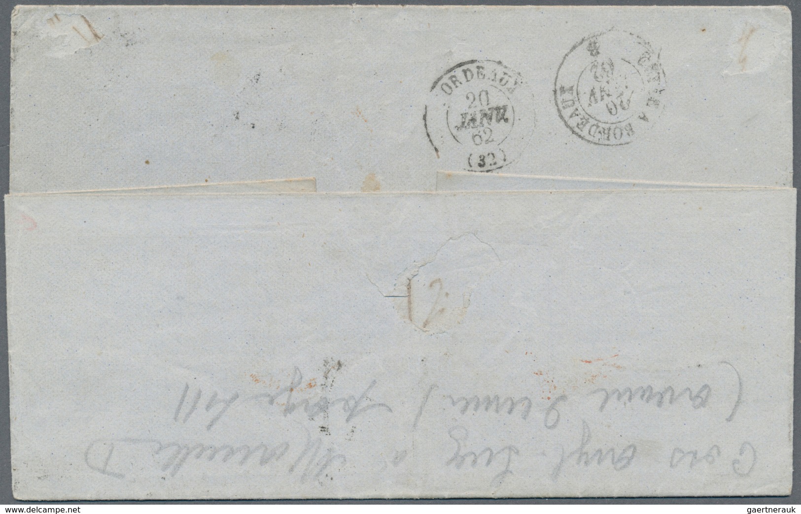 08701 Indien: 1861, Bombay To Bordeaux With Red INDIA PAID For Domestic Postage Rate. Took The Following R - Autres & Non Classés