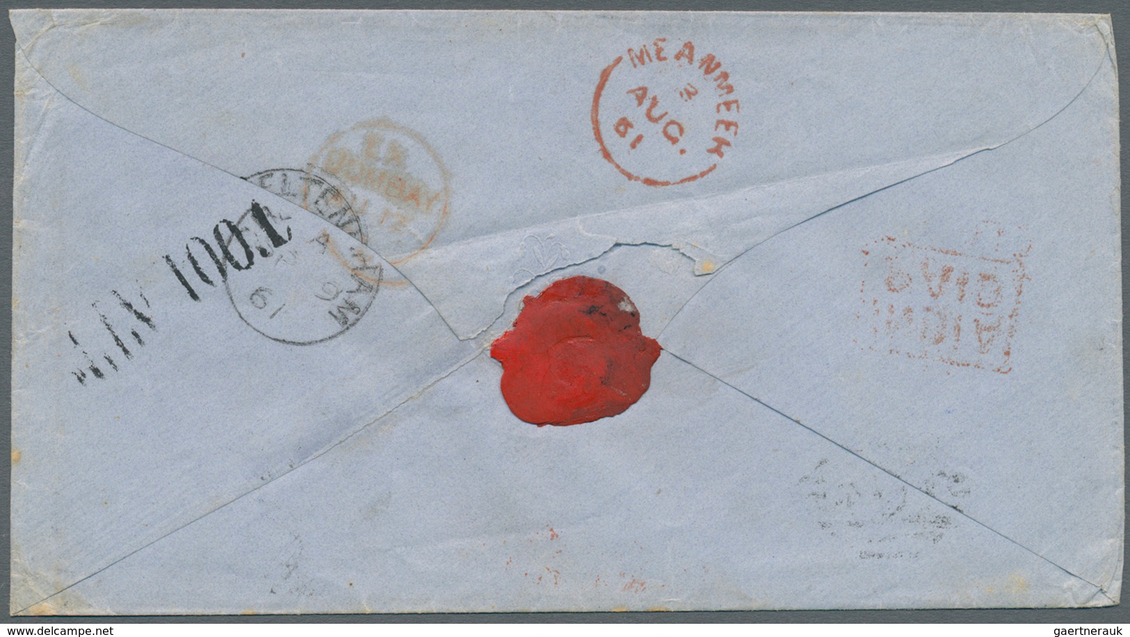 08702 Indien: 1861. Envelope Addressed To England Bearing SG 48, 8a Carmine Tied By '164' In Diamond With - Sonstige & Ohne Zuordnung