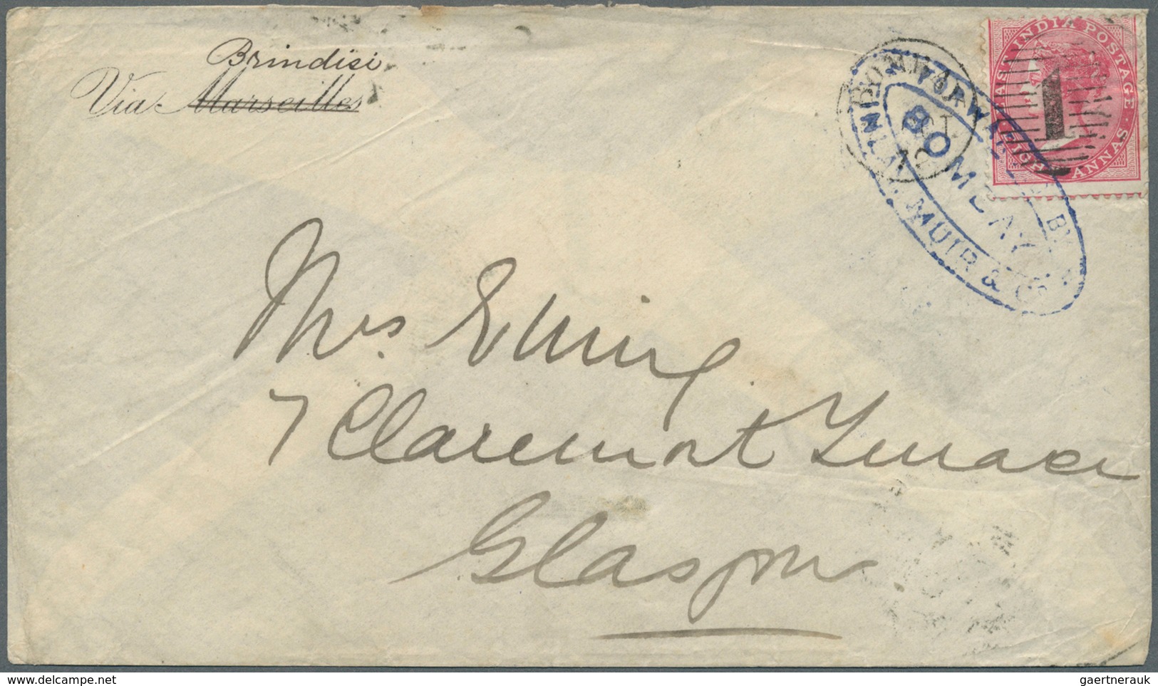 08704 Indien: 1862-72 Bombay Forwarder: Three Forwarded Covers From Bombay To Europe, With 1) 1862 Stample - Sonstige & Ohne Zuordnung