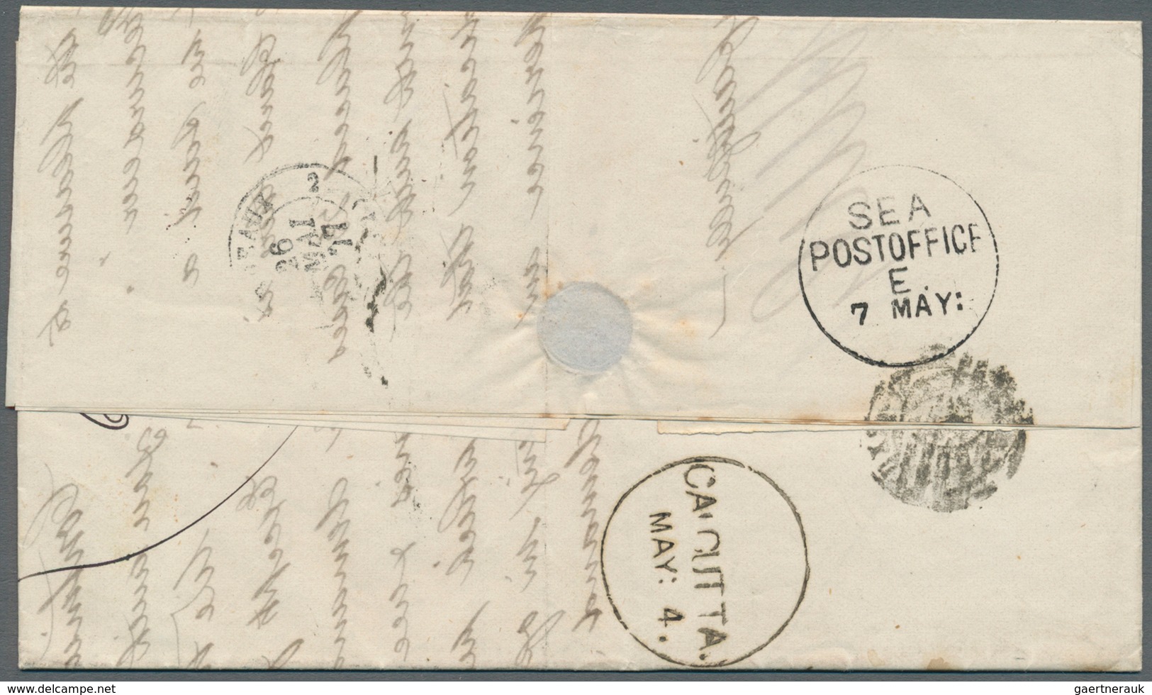 08716 Indien: 1877. Stampless Envelope Written From Calcutta Dated '4th May 1877' Addressed To France Canc - Autres & Non Classés