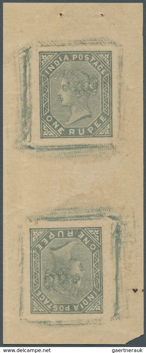 08719 Indien: 1882-90 QV 1r. Slate, POSTAL FORGERY In The Form Of A Die Proof, Imperforated And Printed Te - Autres & Non Classés