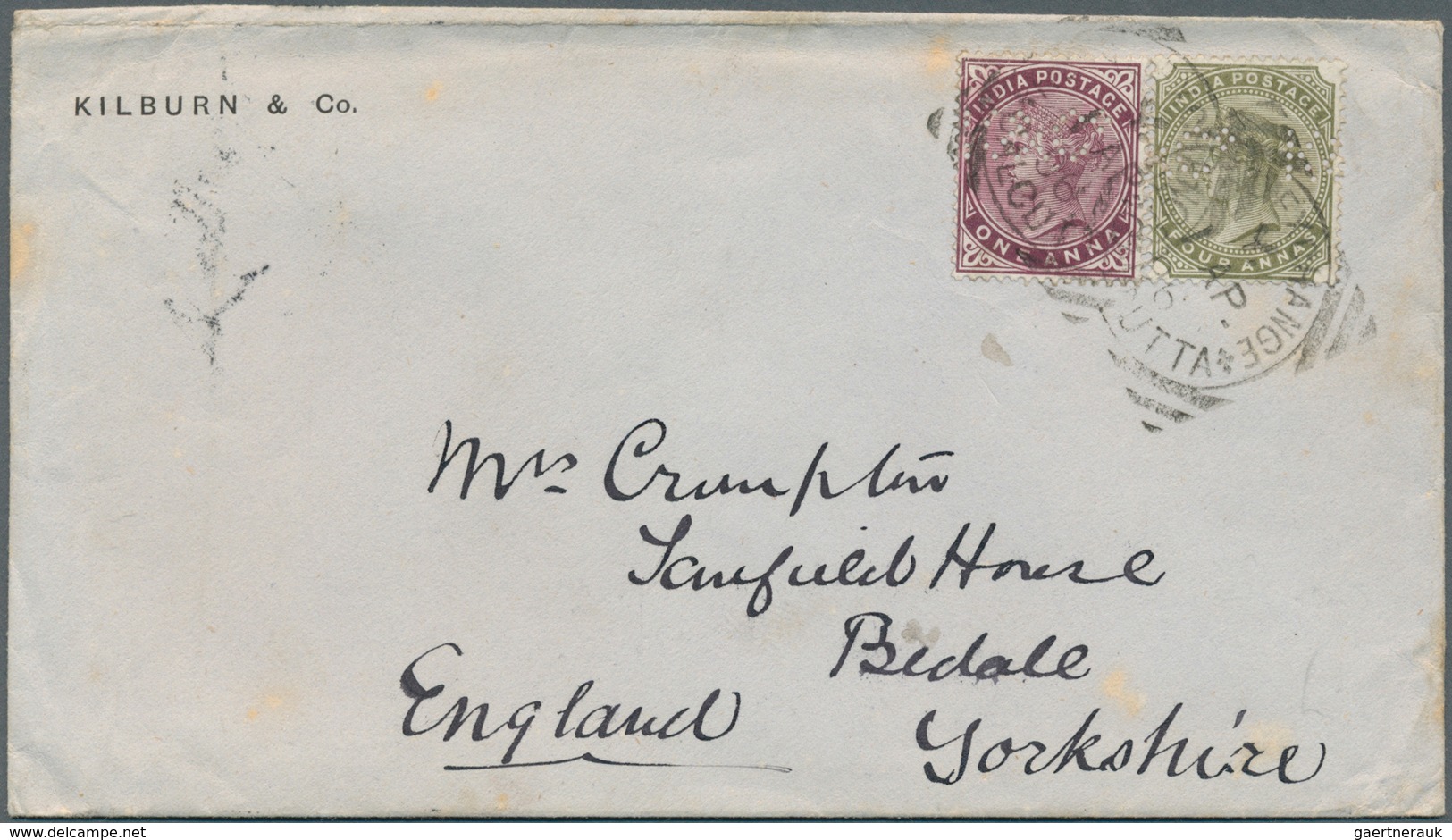 08722 Indien: 1890/1896 PERFIN "K & Co.": Two Different Covers Franked With Indian/Great Britain Stamps Wi - Autres & Non Classés