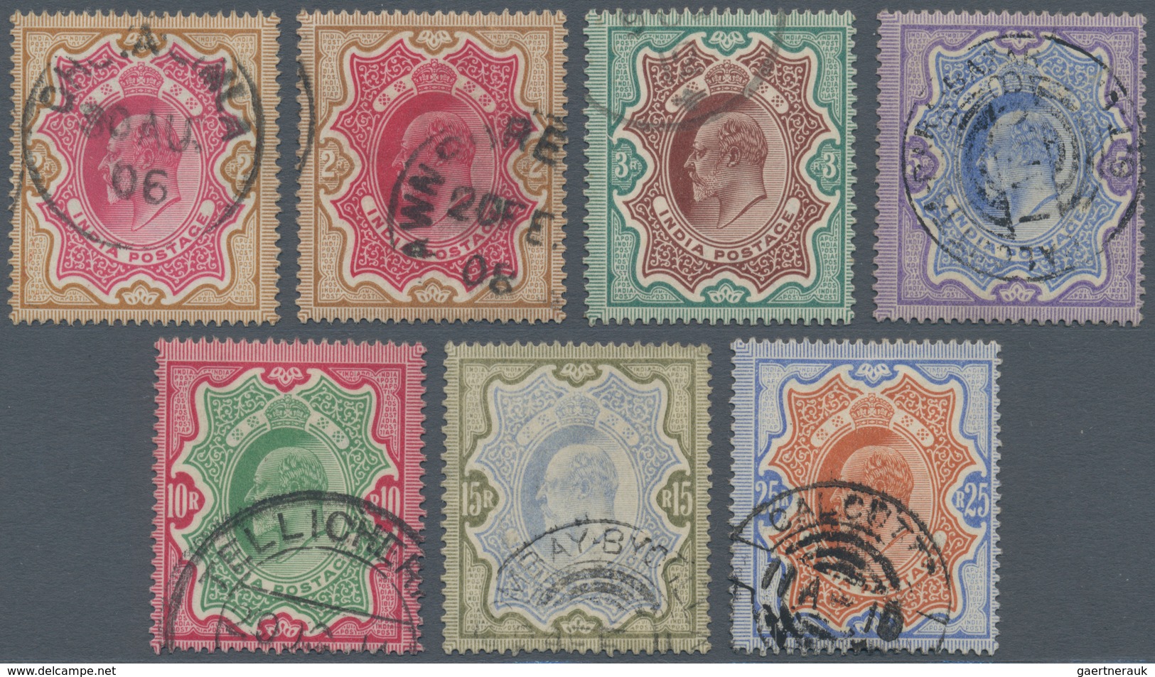 08726 Indien: 1902-06 KEVII. Set Of 22 Stamps, Complete Except 3a. But With Several Colour Shades, Minor T - Sonstige & Ohne Zuordnung