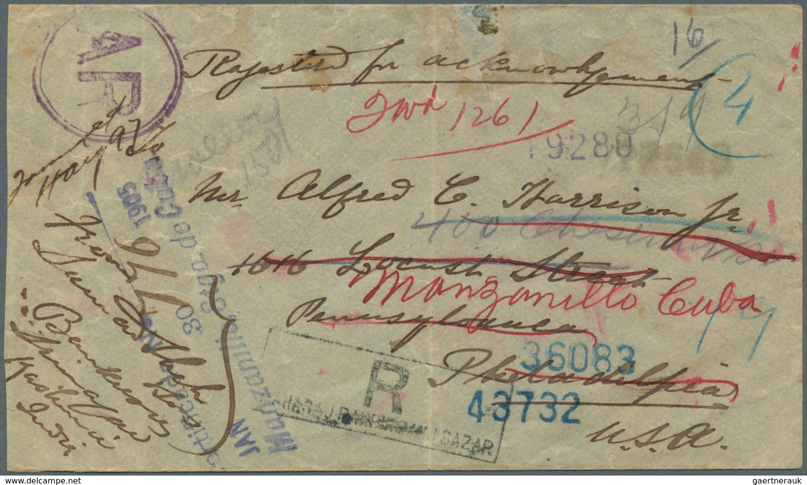 08728 Indien: 1904 Destination CUBA: Registered (with Acknowledgemet) Cover From Maharaj Ranbirganj Bazar - Autres & Non Classés