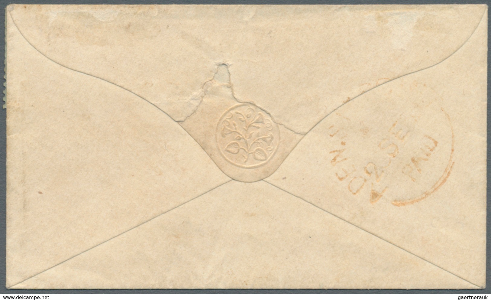 08755 Indien - Used Abroad: ADEN 1855-60 Ca.: Small Cover Sent From Aden To Bombay Franked By India 1855 4 - Autres & Non Classés