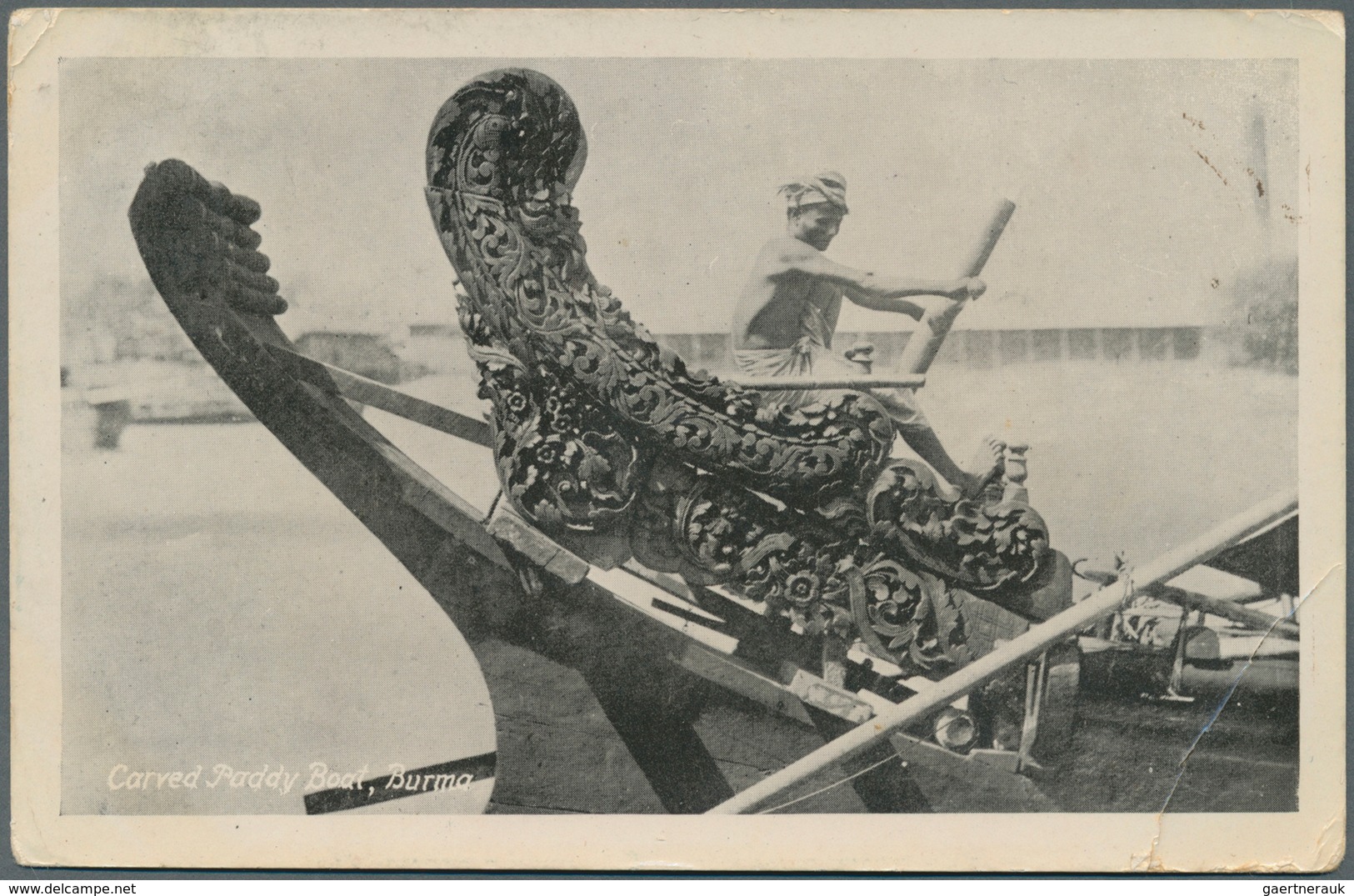 08764 Indien - Used Abroad: ANDAMAN ISLAND 1920, Tuck's B/w Picture Postcard (Carved Paddy Boat, Burma) Fr - Autres & Non Classés