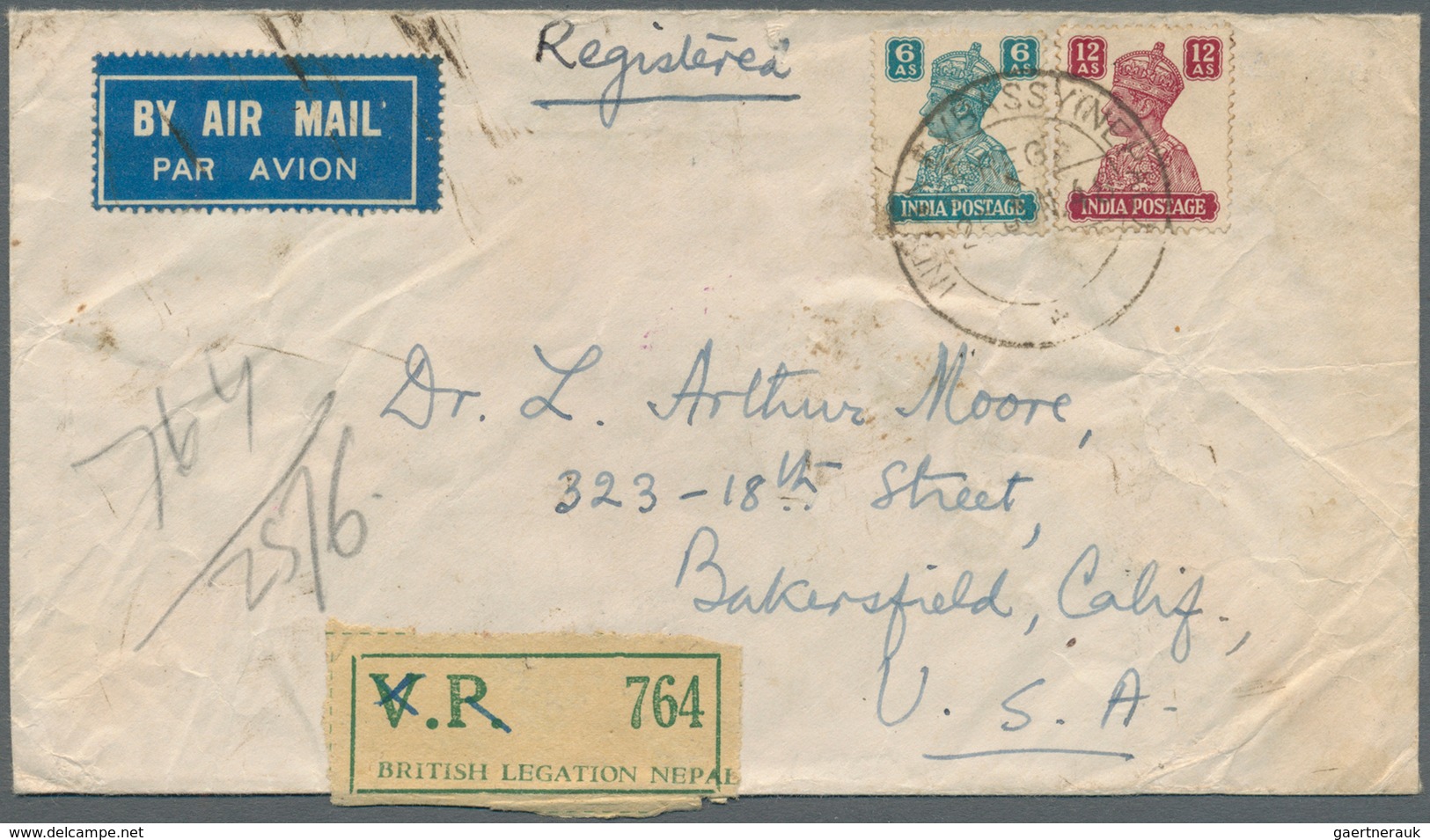 08773 Indien - Used Abroad: 1948 NEPAL: Two Different And Scarce Registered Covers To The U.S.A./Great Bri - Sonstige & Ohne Zuordnung