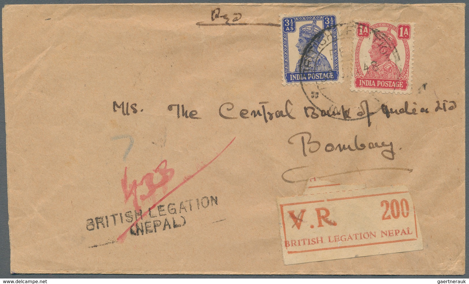 08773 Indien - Used Abroad: 1948 NEPAL: Two Different And Scarce Registered Covers To The U.S.A./Great Bri - Autres & Non Classés