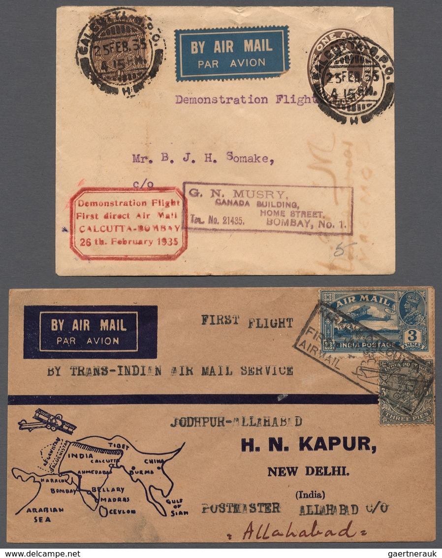 08782 Indien - Flugpost: 1933/35, Two First Flight Covers: 7th July 1933 Karachi-Calcutta Leg JODHPUR-ALLA - Poste Aérienne