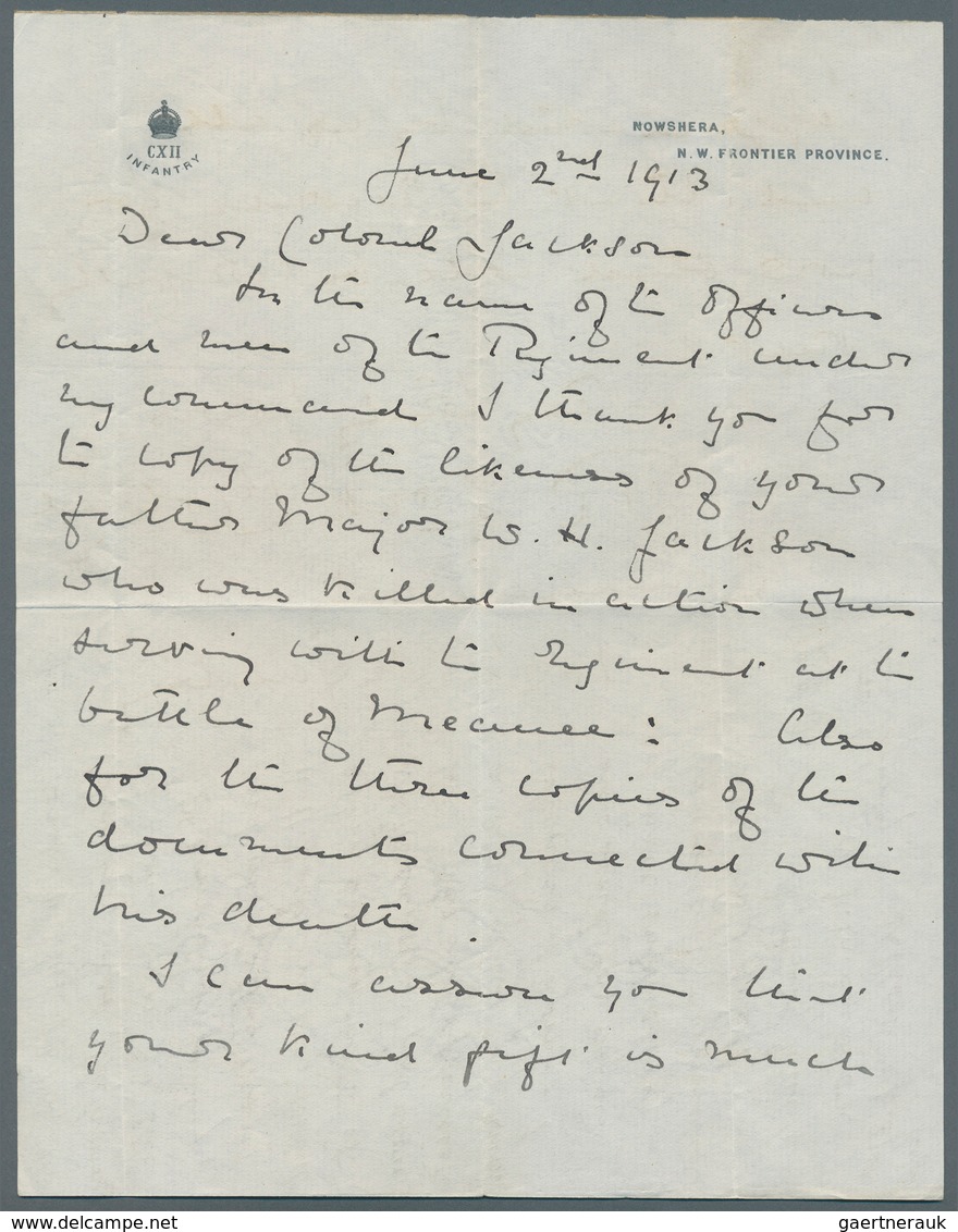 08786 Indien - Besonderheiten: 1913 (NORTH WEST FRONTIER CAMPAIGN). Envelope Written From 'The 112th Infan - Autres & Non Classés