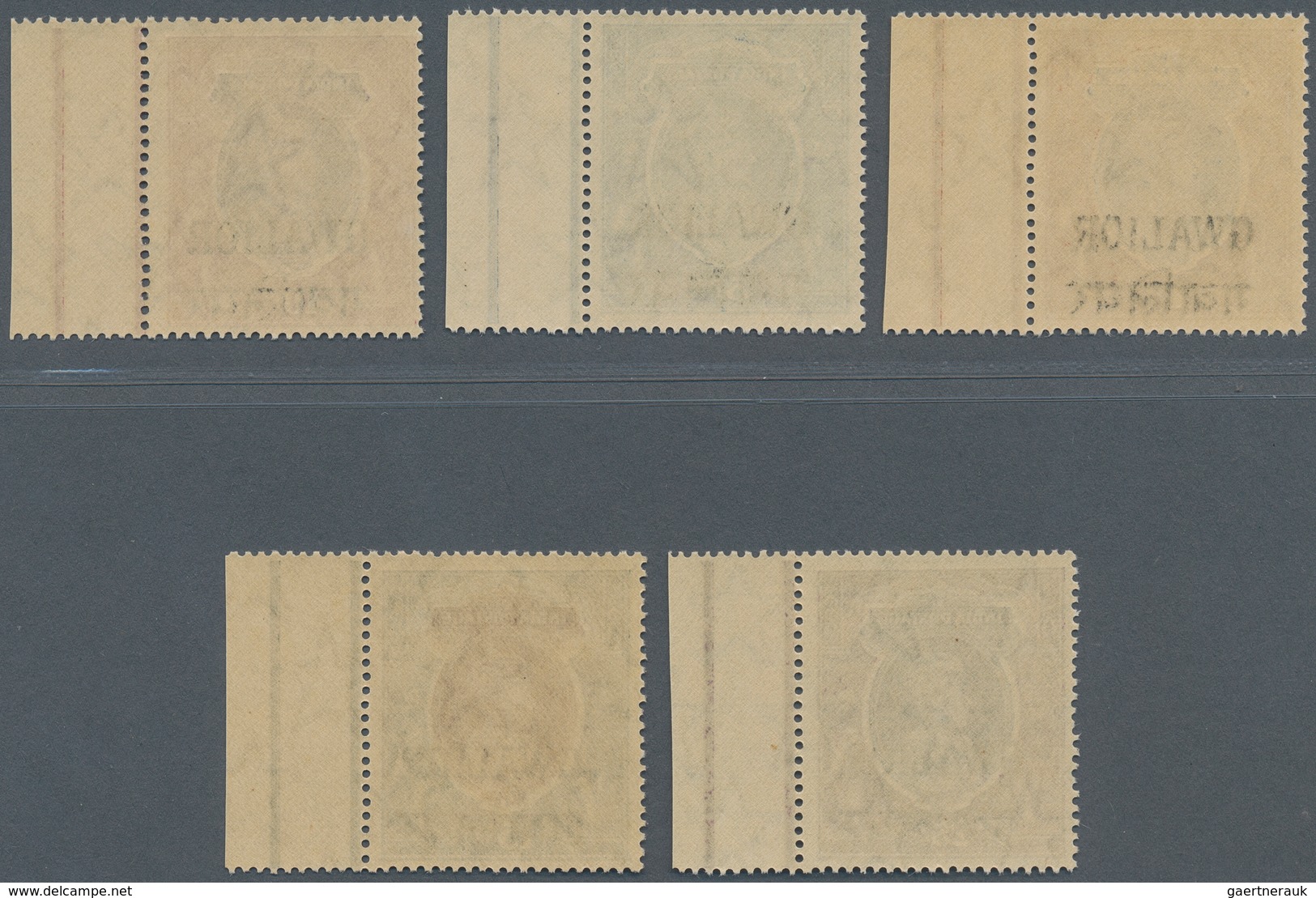 08812A Indien - Feudalstaaten: 1938/48, KG VI 1 R And 5 R To 25 R With Imprint "GWALIOR" Five Values In Sup - Sonstige & Ohne Zuordnung
