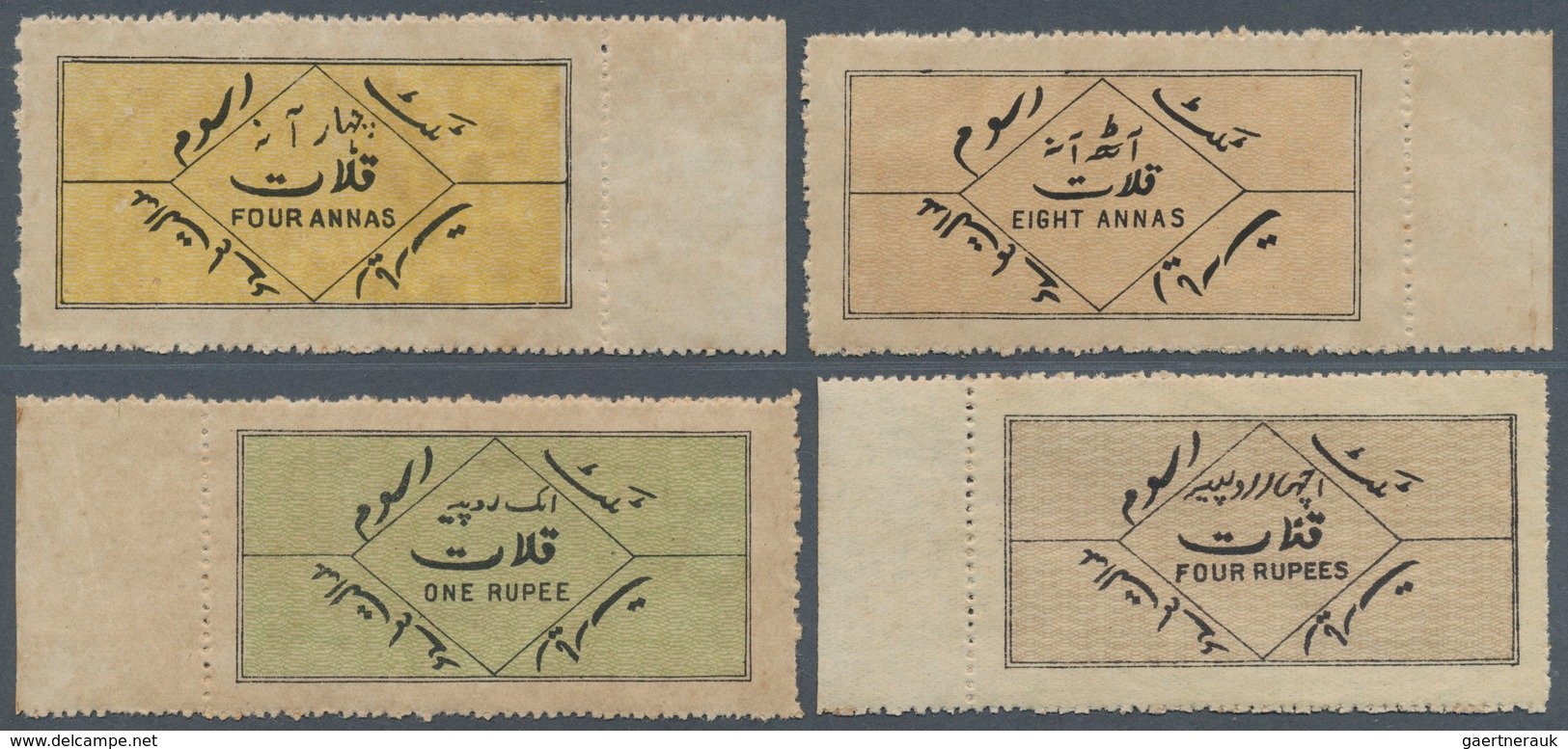 08813 Indien - Feudalstaaten: KALAT STATE 1910-14: Set Of Five REVENUE Stamps From Kalat State (Baluchista - Sonstige & Ohne Zuordnung