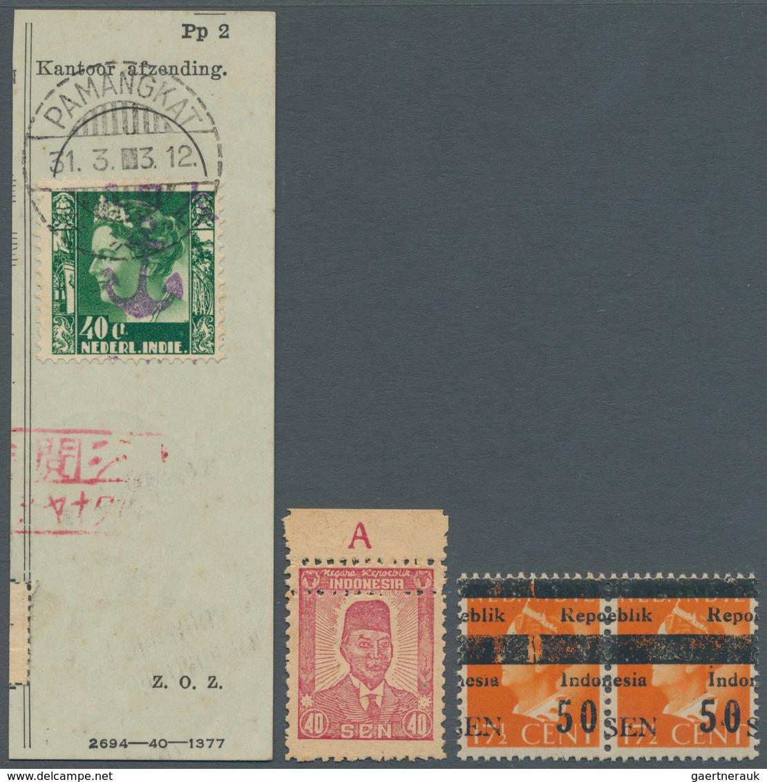 08824 Indonesien - Vorläufer: 1943/48, The Assembly Of Better Early Materials, Inc. 20 S. Blue/red Proof C - Indonesien