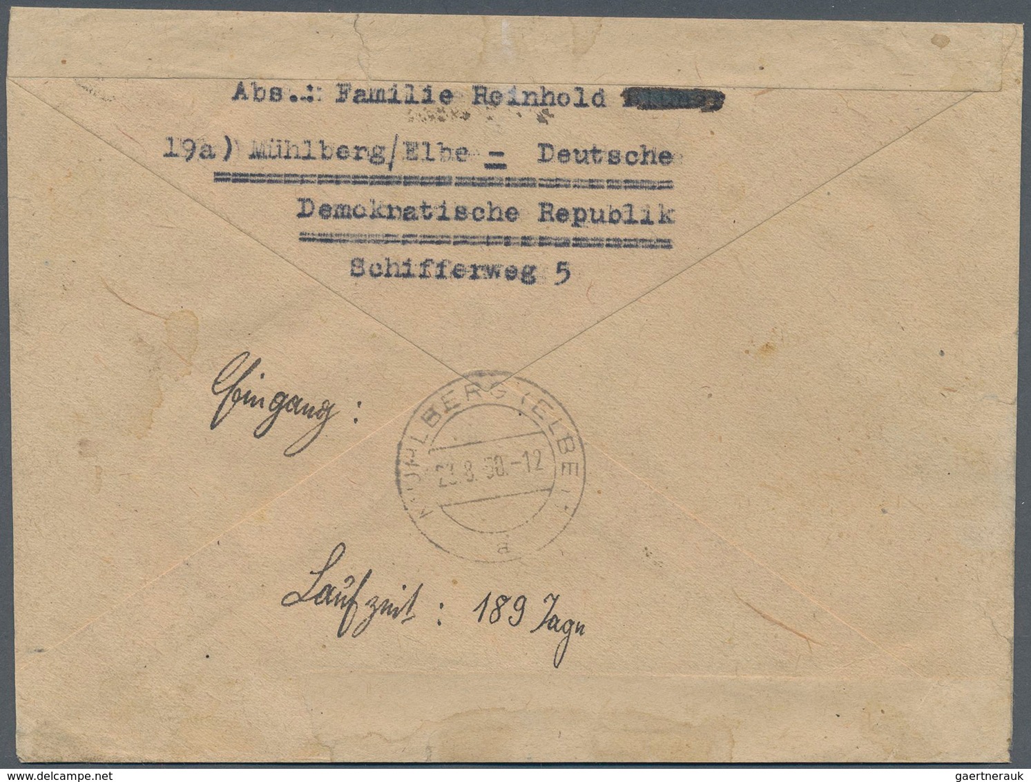 08839 Indonesien: 1950, Incoming-Blocked Mail: Germany Soviet Zone/DDR, Mixed Franking With 6 Stamps On Re - Indonésie