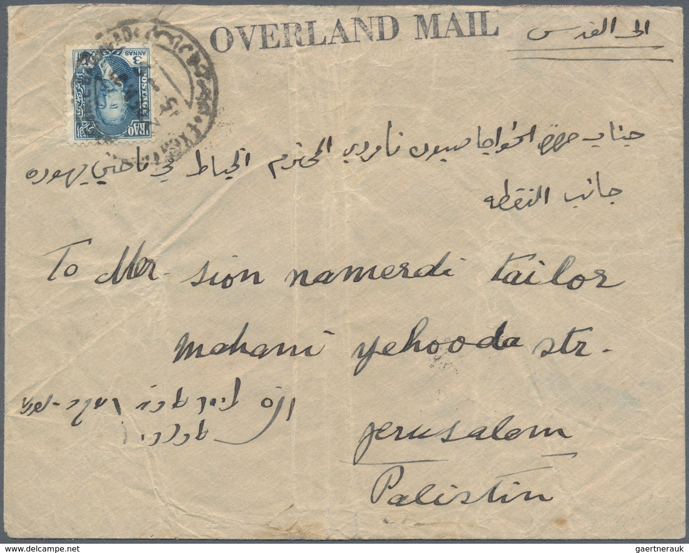 08846 Irak: 1927/30, Three Envelopes (one Airmail, One With Due-canc.) All Sent Via Overland-mail From Bag - Irak