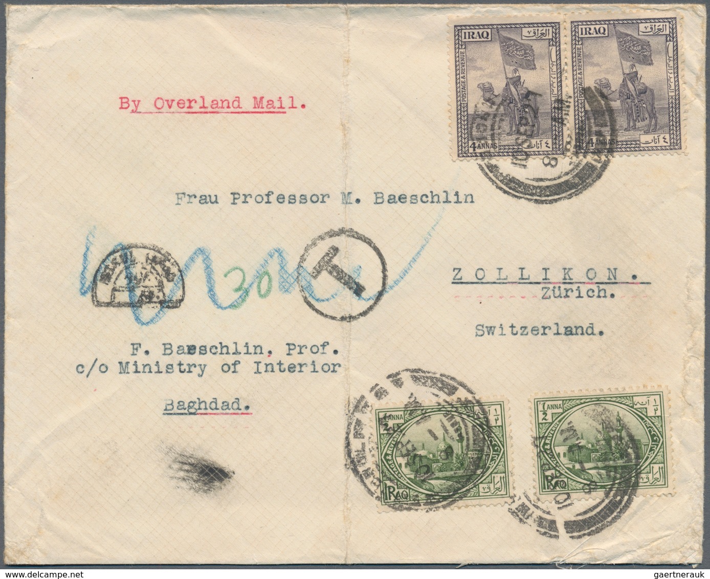 08846 Irak: 1927/30, Three Envelopes (one Airmail, One With Due-canc.) All Sent Via Overland-mail From Bag - Iraq