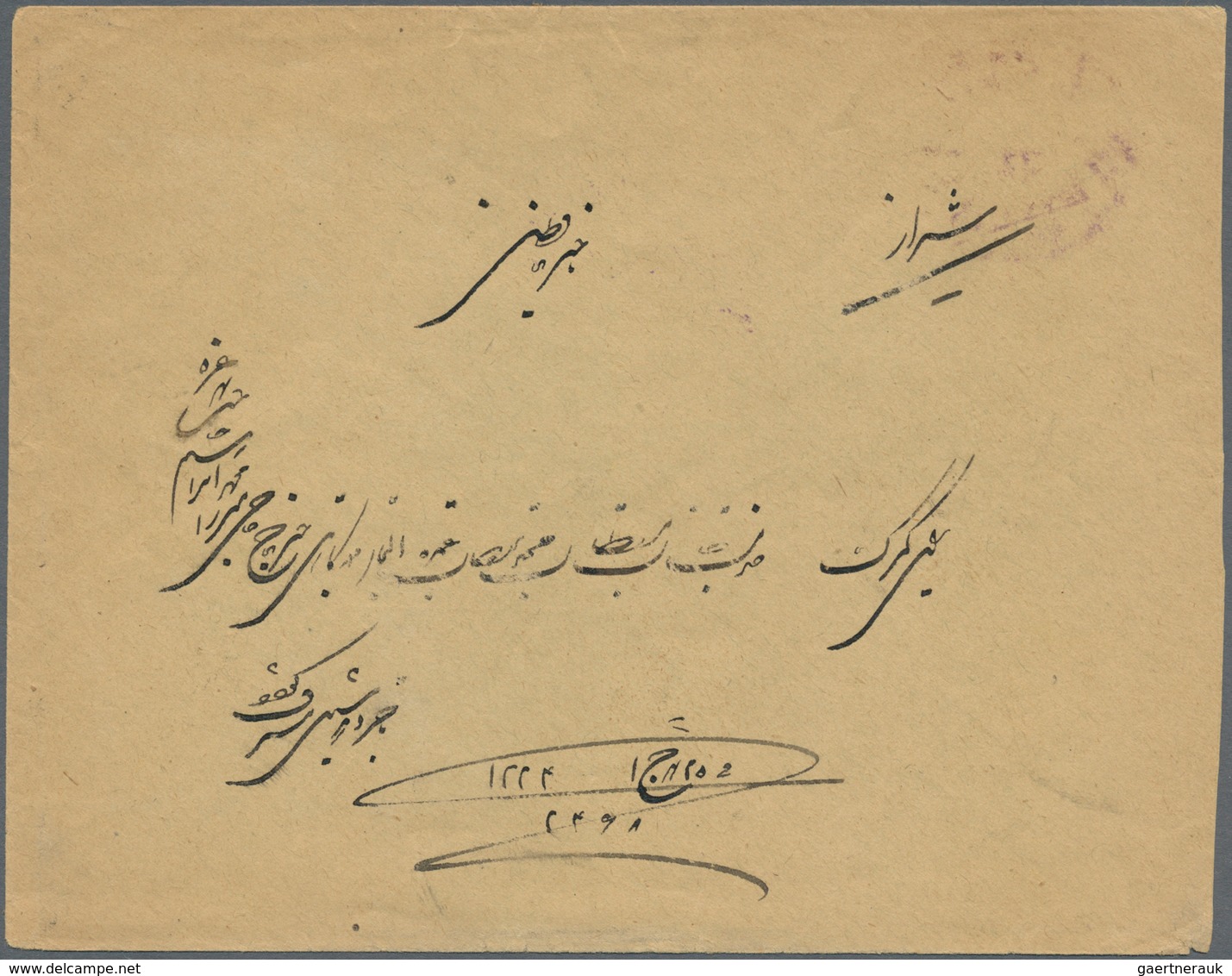 08904 Iran: 1904, Cover Bearing On Reverse 9c. / 1k. Violet Tied By Violet "ISPAHAN" Cds., To Chiraz With - Iran