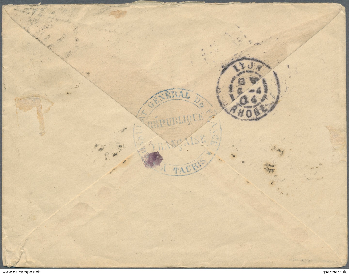 08905 Iran: 1904, 12 Ch. Provisoire Overprinted Rose On Cream Postal Stationery Envelope Tied By "TABRIZ" - Iran