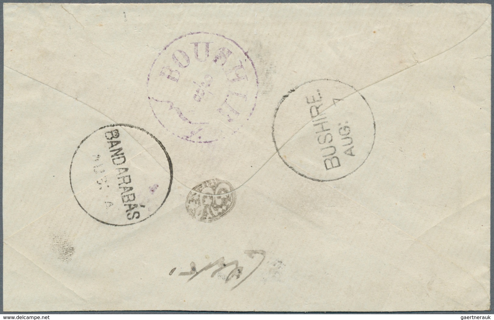 08950 Iran - Britische Besetzung Bushire: 1880, Letter From BANDRABAS To YUZ Via British Indian Post Offic - Iran