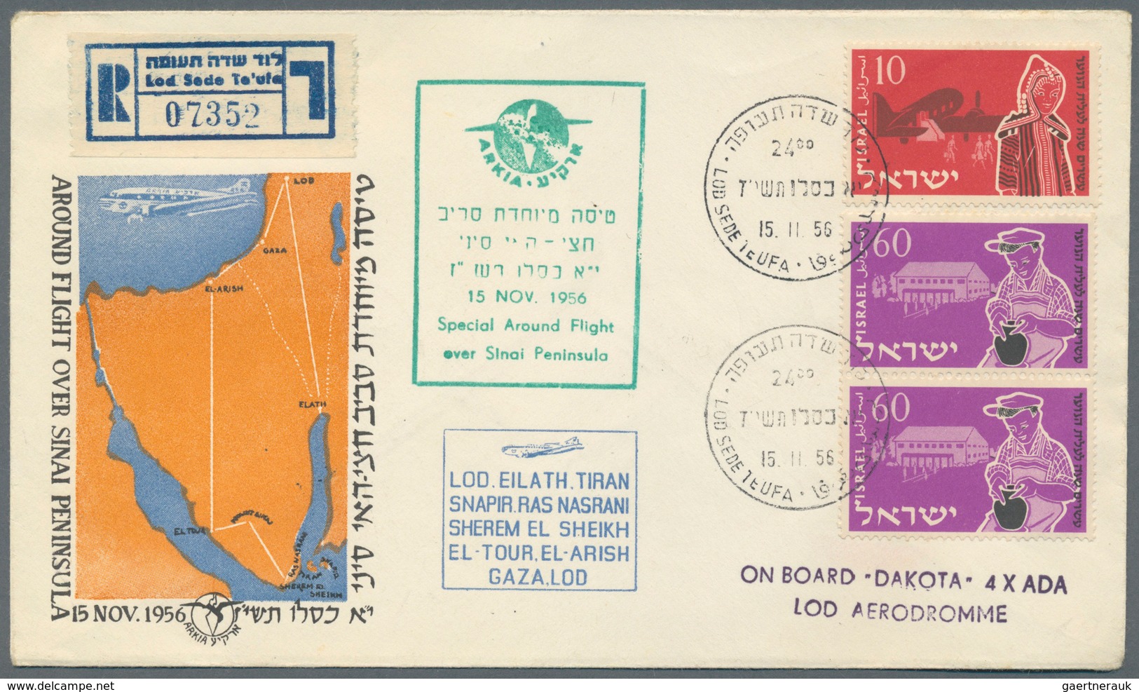 08961 Israel: 1956/67, Four Covers During Wars: Three Registered Special Flight Covers On 15th Nov. 1957 L - Sonstige & Ohne Zuordnung