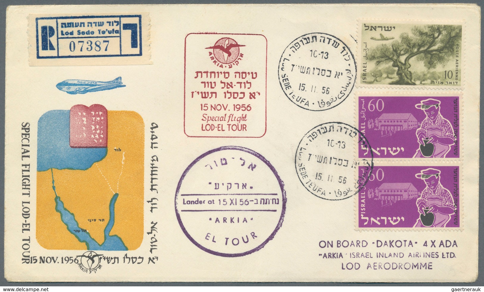 08961 Israel: 1956/67, Four covers during Wars: Three registered Special Flight covers on 15th Nov. 1957 L