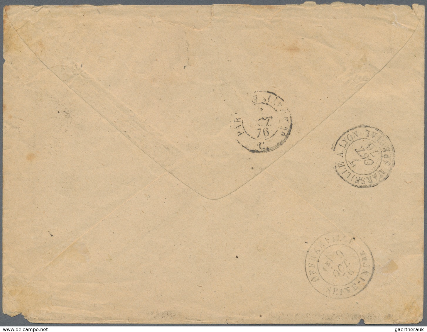 08970 Japan: 1876, FRENCH P.O., Cover Bearing Ceres Horiz. Pair 10c. Brown On Rose And Single 80c. Carmine - Sonstige & Ohne Zuordnung