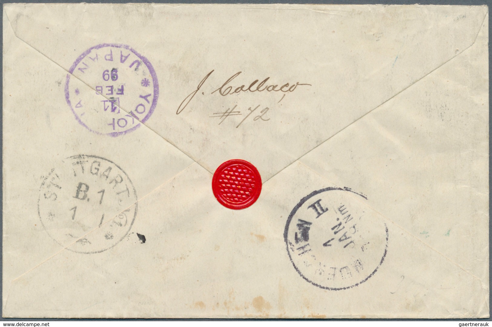 08979 Japan: 1888, Small Size Koban Envelope 2 S. Uprated New Koban 3 S., 15 S. Tied ''YOKOHAMA 29 NOV 98`` - Autres & Non Classés