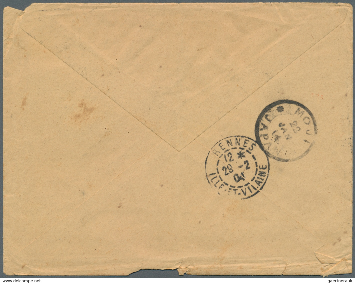 08987 Japan: 1904. Envelope (faults) Addressed To France Bearing 'Koban' SG 118, 4s Bistre Mixed With 'Chr - Autres & Non Classés