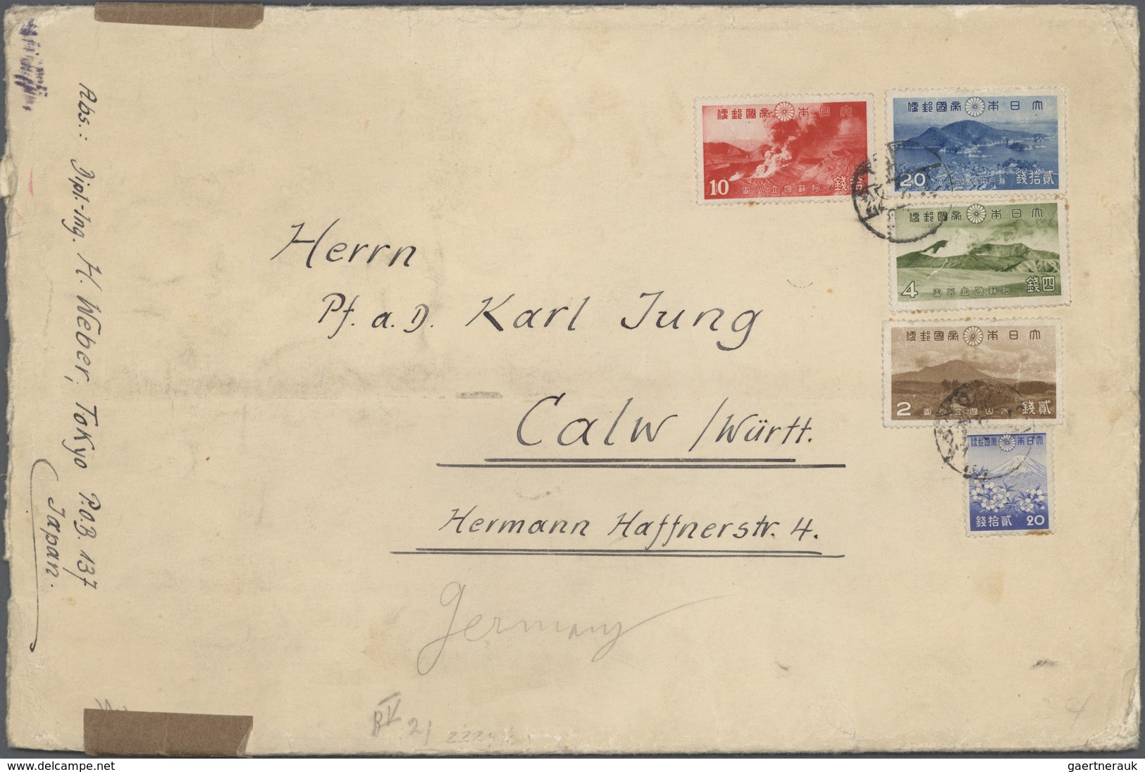 09001 Japan: 1939/40, NP Arisan 10 S., Seto 20 S. Etc. Total 56 S. Tied "TOKY(O) 22.2.(40) To Cover (270x1 - Sonstige & Ohne Zuordnung