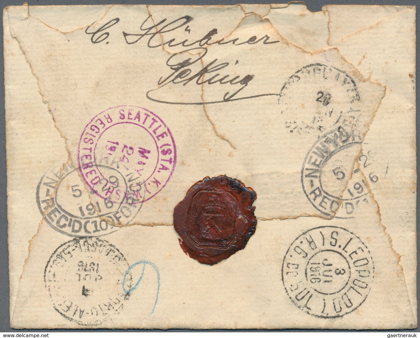 09011 Japanische Post In China: 1899, 20 S. Tied "PEKING 3.5.16 I.J.P.O." To Registered Cover Via "KOBE2 8 - 1943-45 Shanghai & Nankin