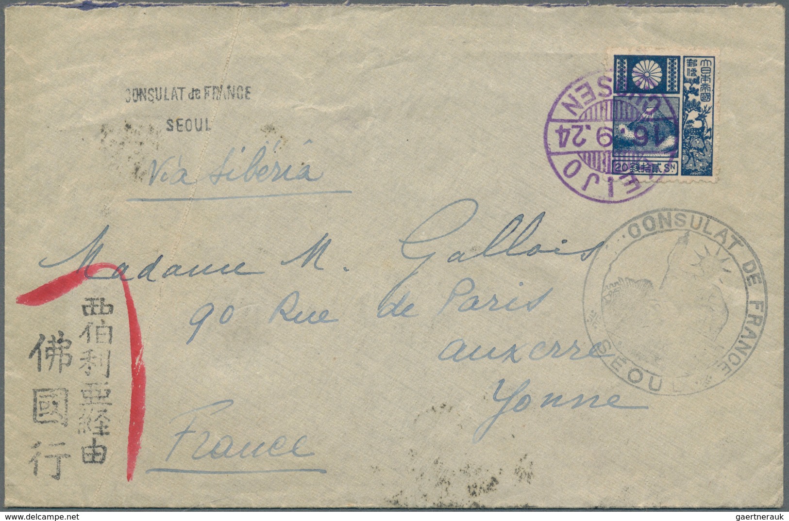 09023 Japanische Post In Korea: 1924/38, Seoul Foreign Mail Types On Three Covers: "KEIJO CHOSEN" 1924 In - Militärpostmarken