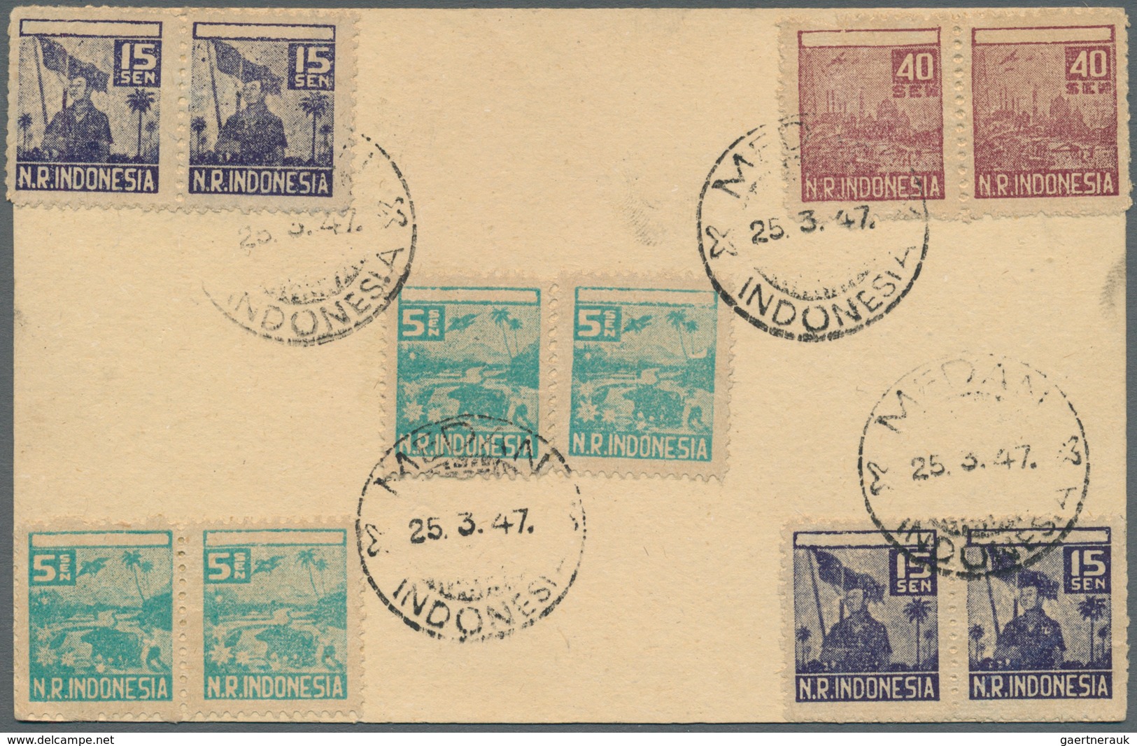09051 Japanische Besetzung  WK II - NL-Indien / Sumatra / Dutch East Indies: 1942, 3 1/2 C. "Dai Nippon" C - Indonésie