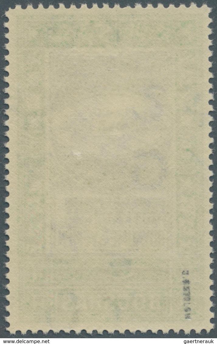 09093 Jemen: 1947, Prince's Flight To United Nations, 14b. Green/olive With Double Black Overprint, Mint O - Yémen