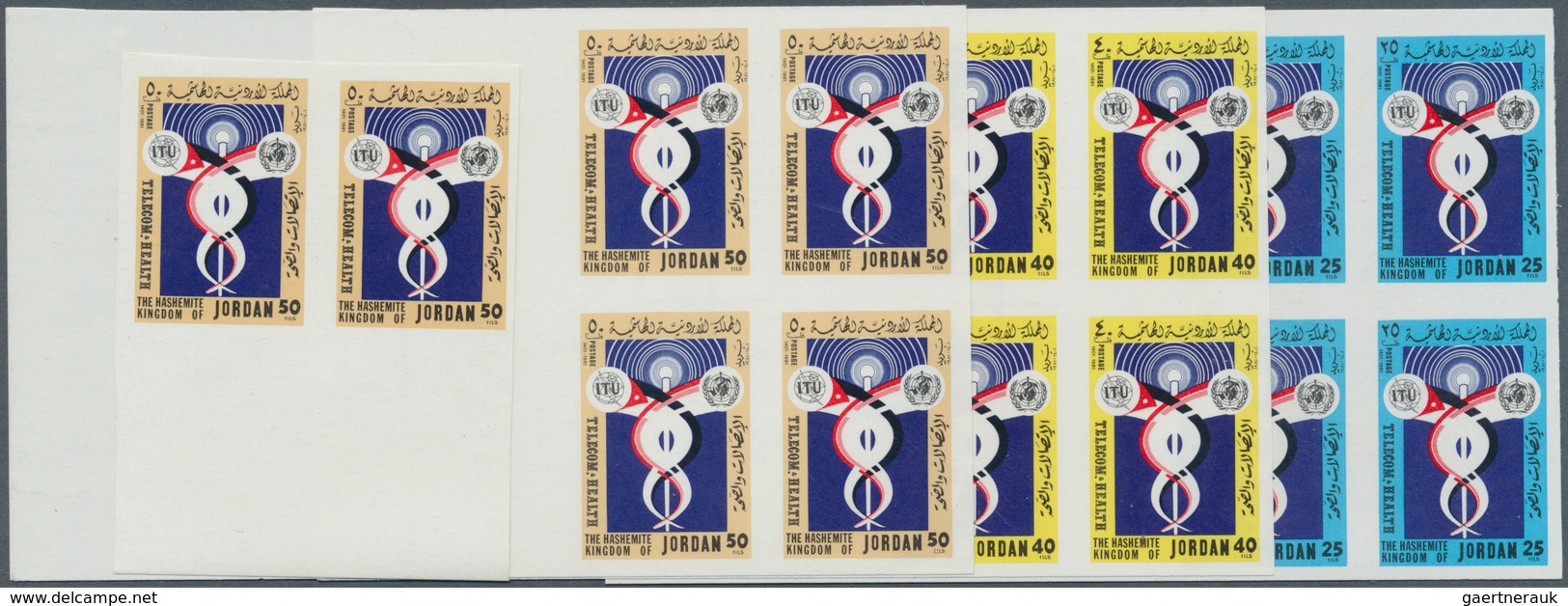 09186 Jordanien: 1981, World Telecommunications Day. Lot Of Proofs For The Complete Set (3 Values) In Bloc - Jordanie