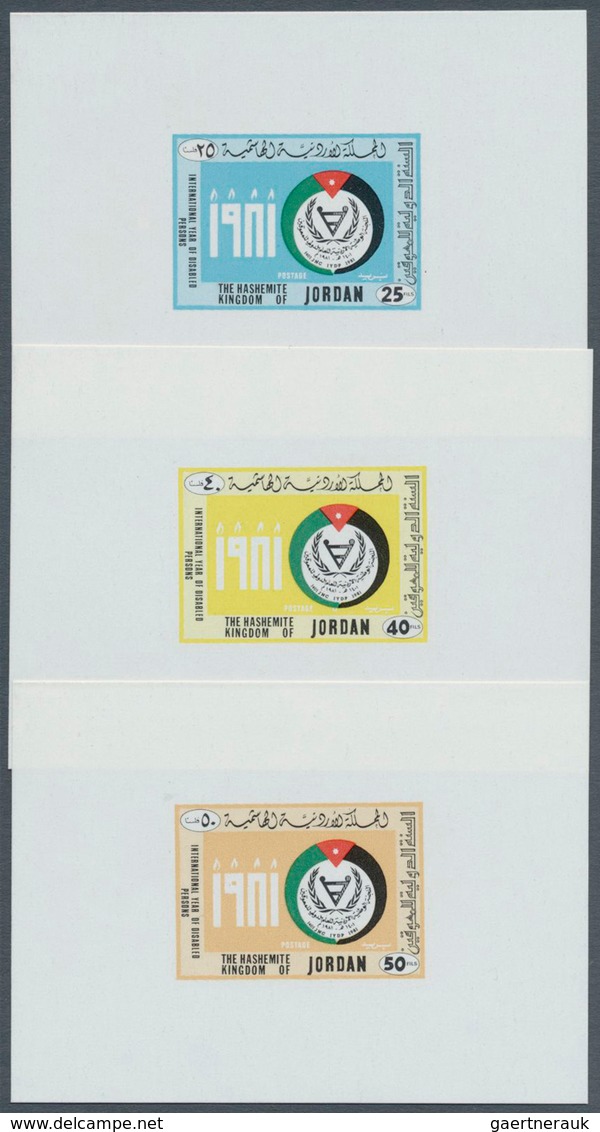 09189 Jordanien: 1981, International Year Of Disabled People Complete Set In Three Separate Imperforate PR - Jordanien