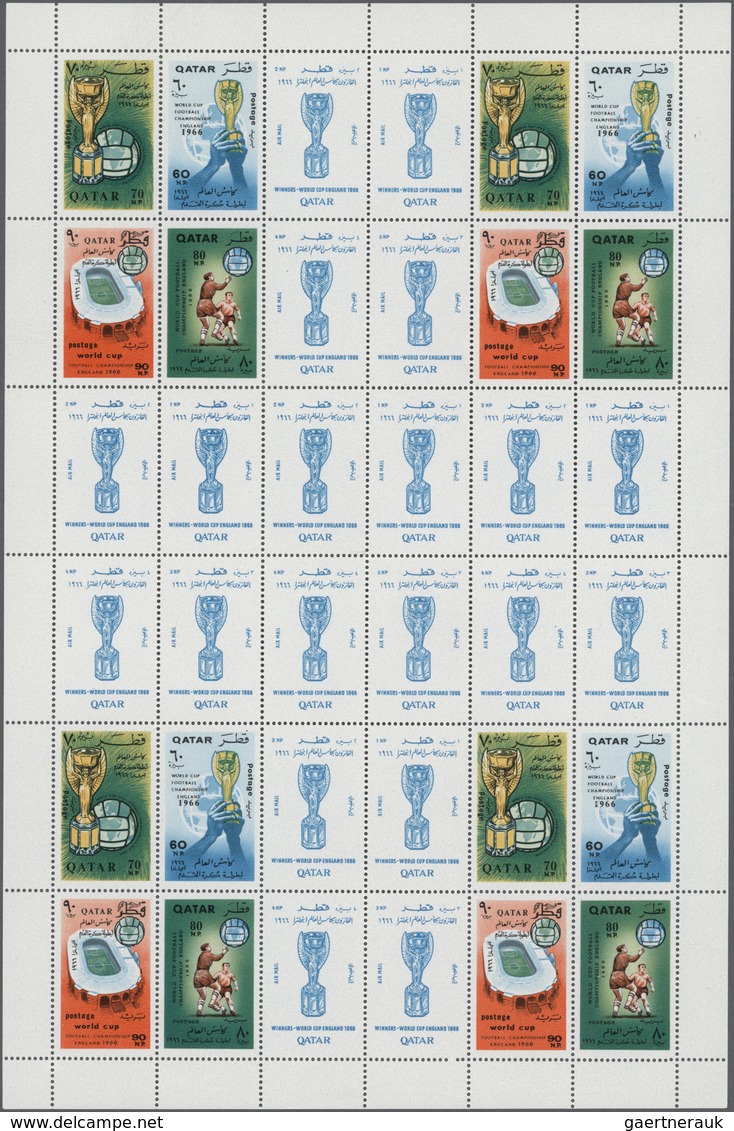 09201 Katar / Qatar: 1966, Football World Championship, Perf./imperf. Issue, Two Se-tenant Sheets (perf. I - Qatar