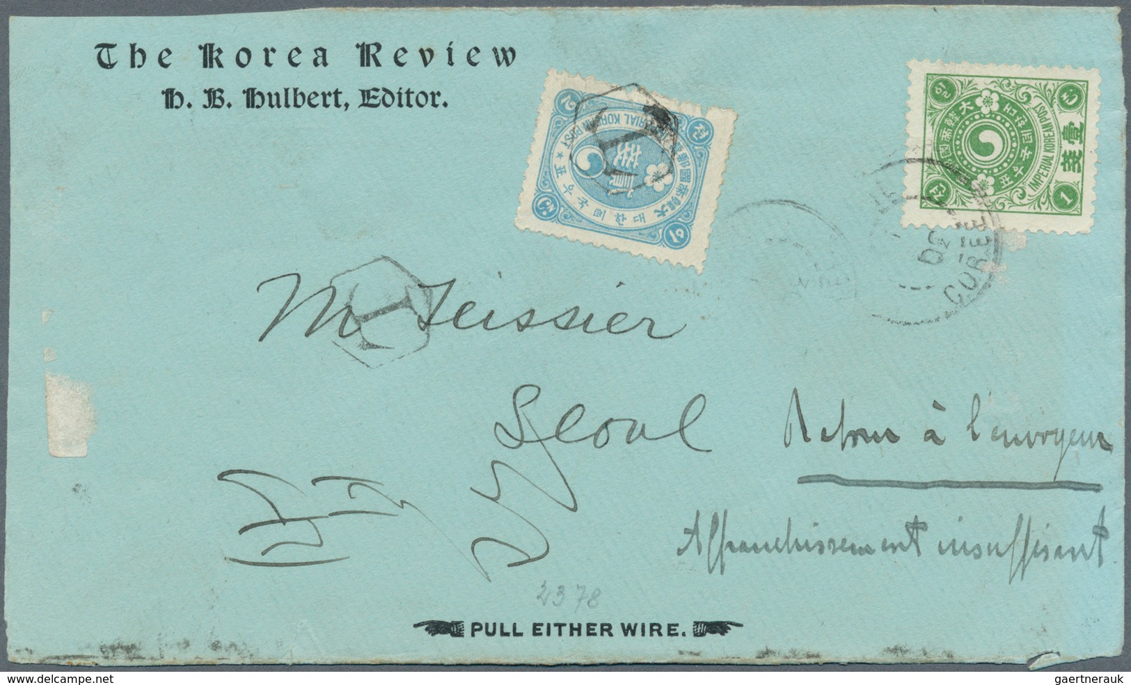 09224B Korea: 1903 SEOUL Local Cover Front With VERY RARE POSTAGE DUE & "RETOUR A L' ENVOYEUR, AFFRANCHISSE - Korea (...-1945)