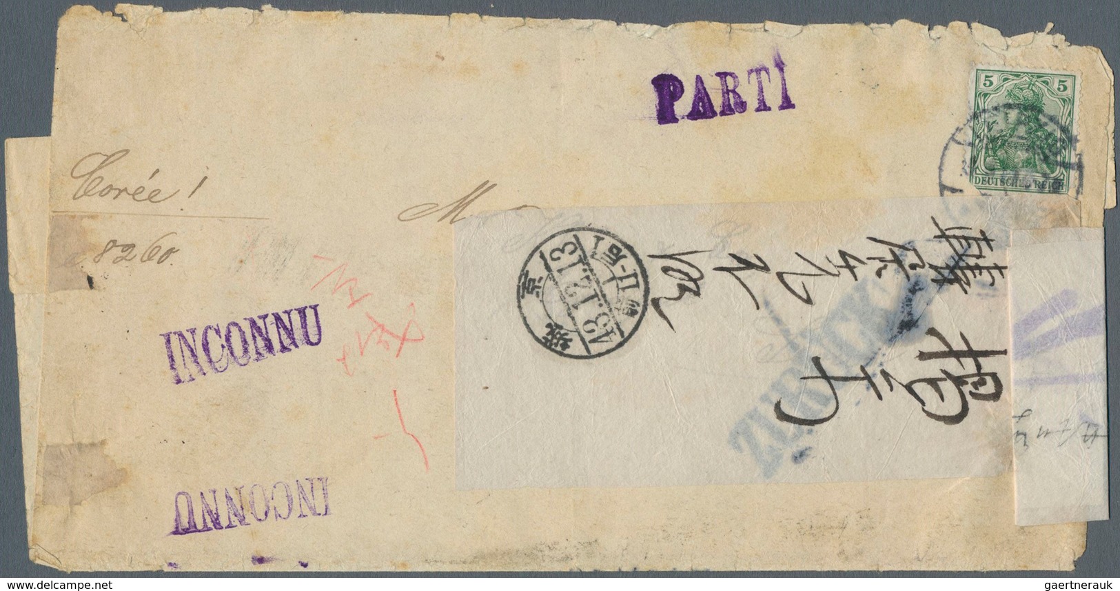 09227 Korea: Incoming Mail, 1910, Germany, Wrapper With 5 Pf. Tied "LEIPZIG 30.10.10" To Seoul, S. L. "PAR - Korea (...-1945)