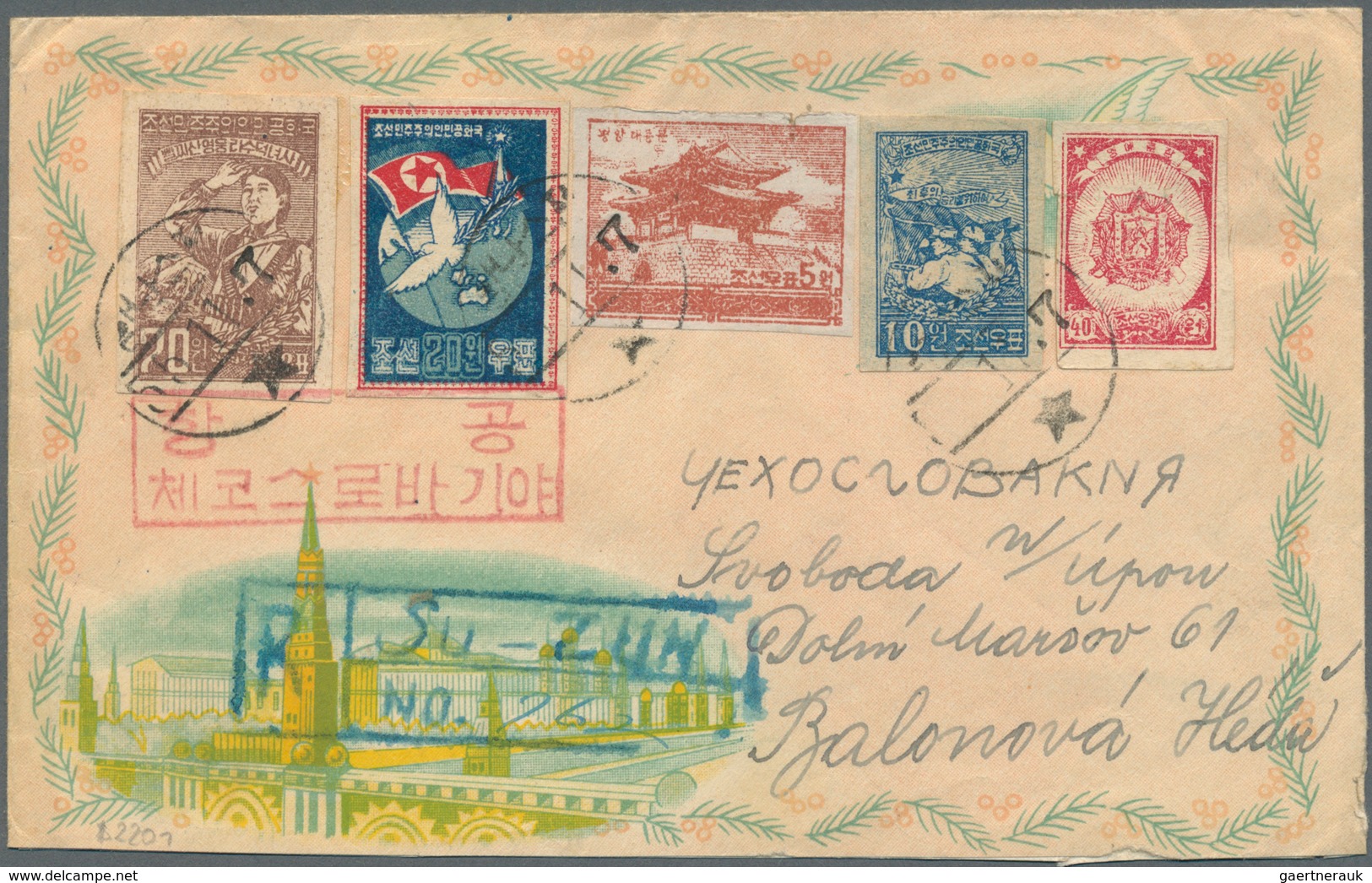 09232 Korea-Nord: 1955/61, Four Airmail Covers (inc. Two Registered) Used To Czechoslovakia. - Korea (Nord-)