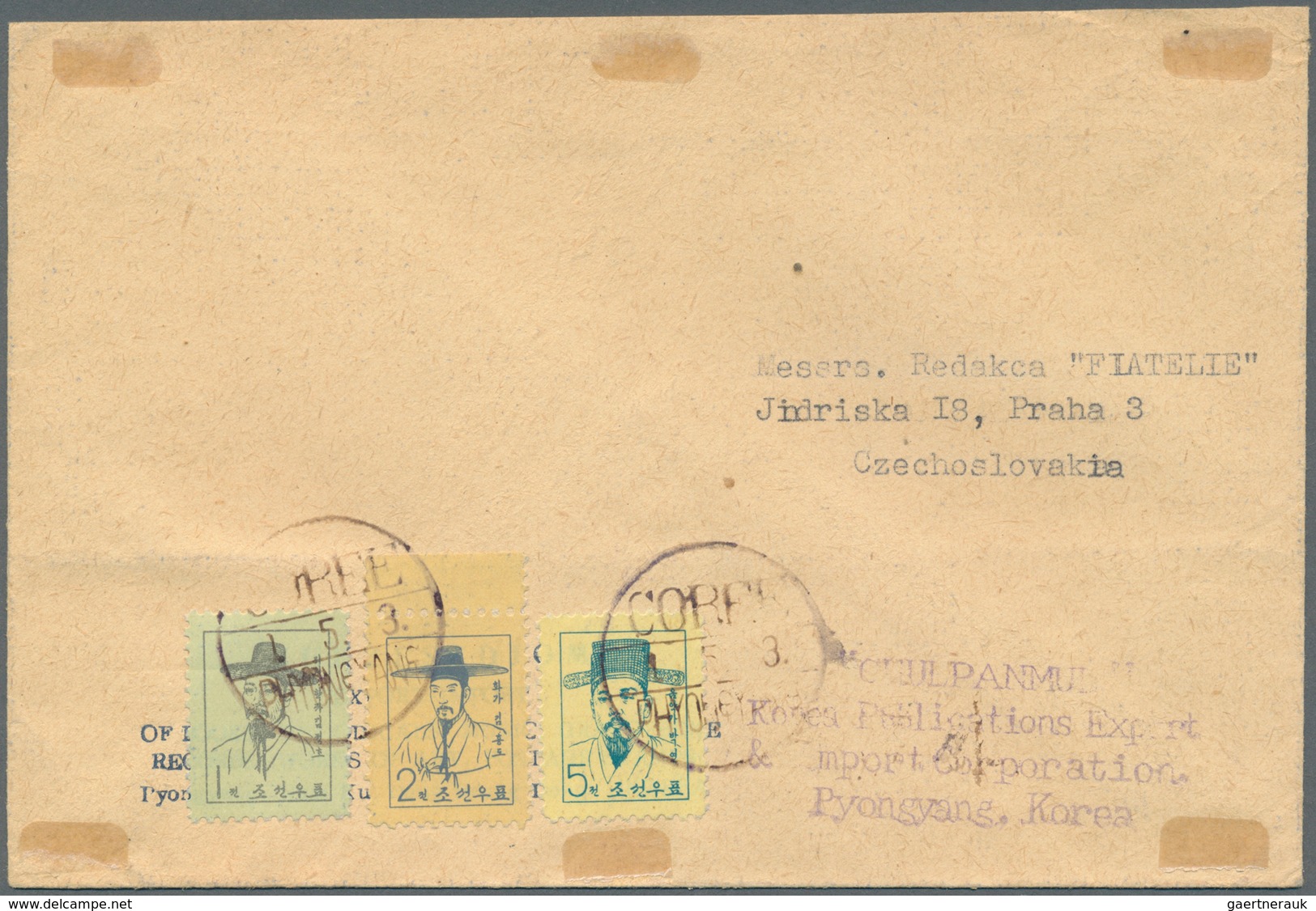 09232 Korea-Nord: 1955/61, four airmail covers (inc. two registered) used to Czechoslovakia.