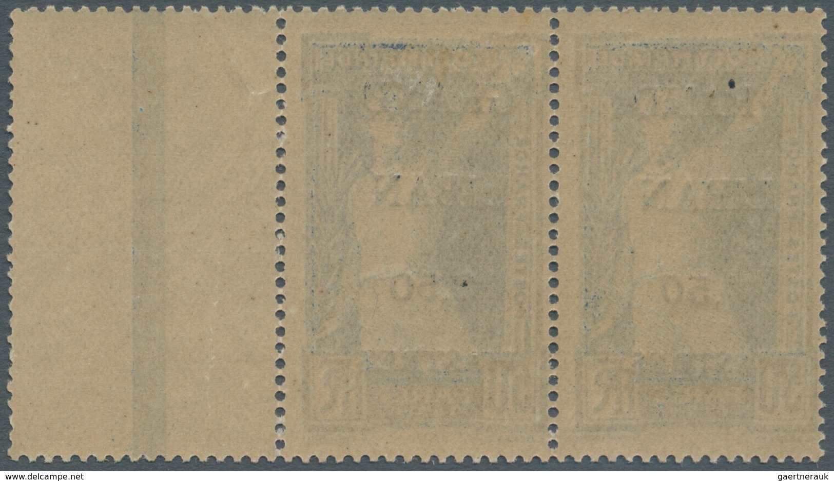 09348 Libanon: 1924, Olympic Games, 2.50pi. On 50c., Horiz. Pair Left Stamp Showing Variety "Small G In GR - Libanon