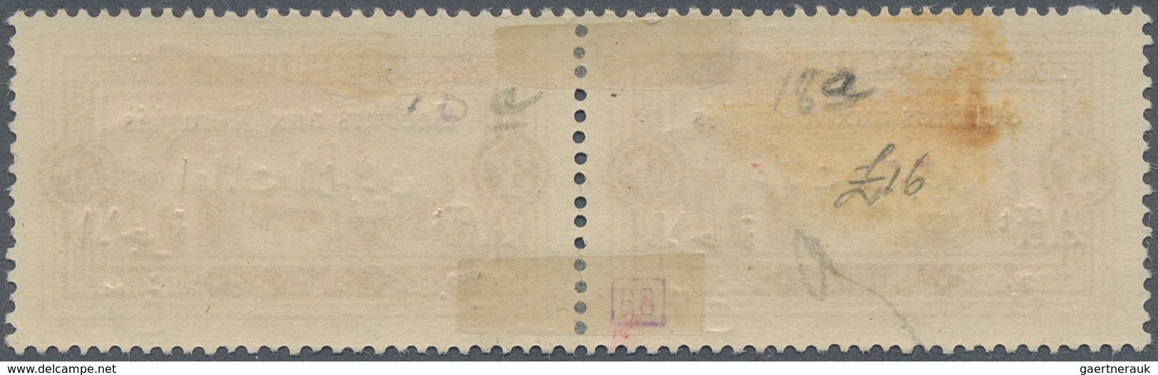 09361 Libanon: 1926, War Refugee Relief, 3pi. + 2pi. Brown, Horiz. Pair, Left Stamp Showing Variety "Missi - Libanon