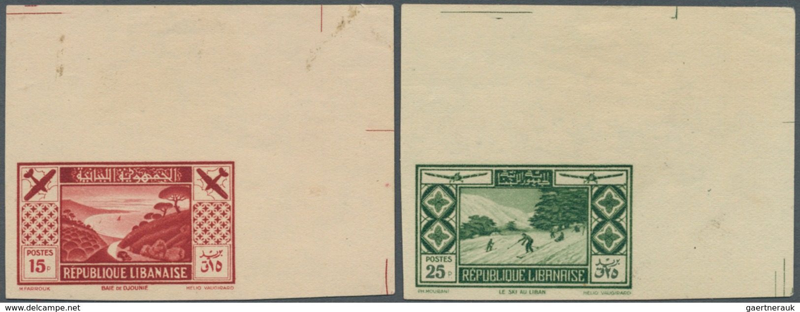 09408 Libanon: 1936, Tourism, 0.50pi. To 25pi., Complete Set Of Eight Values, IMPERFORATE From The (mainly - Liban