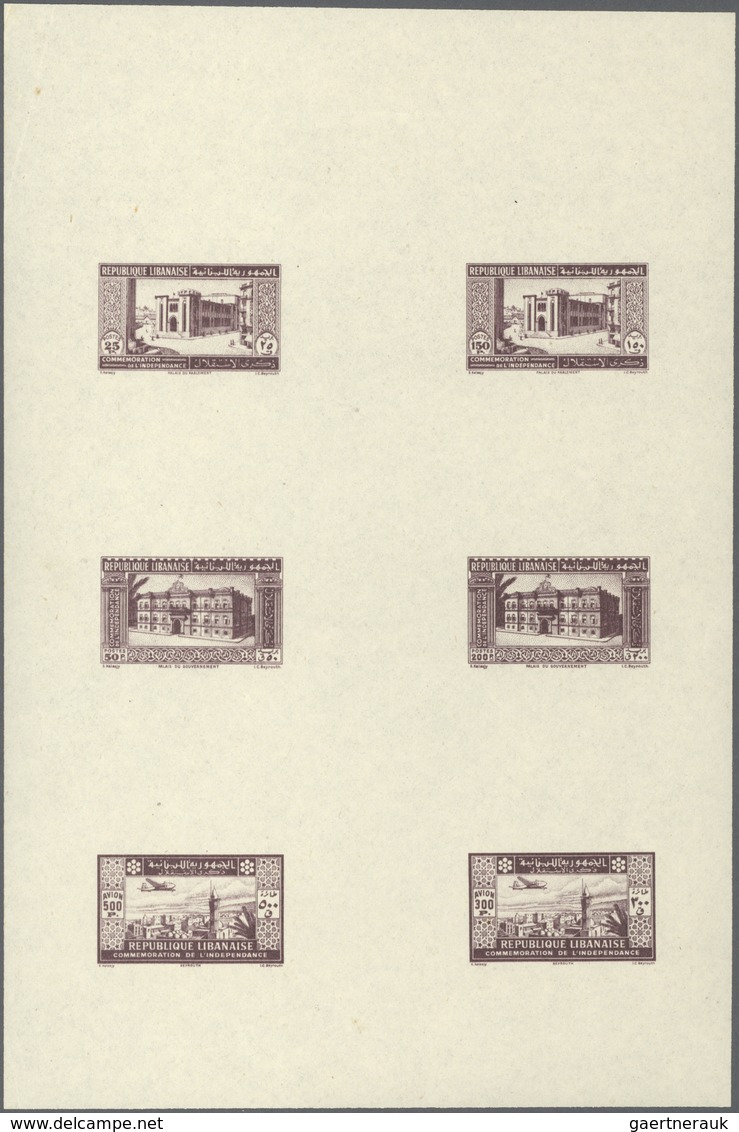 09435 Libanon: 1943, 2nd Anniversary Of Independence, Combined Proof Sheet In Brownish Purple On Gummed Pa - Libanon