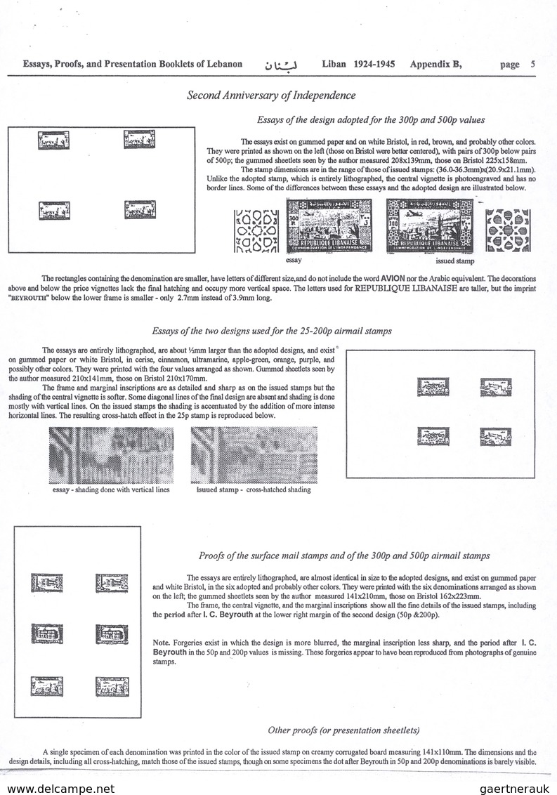 09439 Libanon: 1943, 2nd Anniversary Of Independence, Combined Proof Sheet In Green On White Bristol, Show - Liban