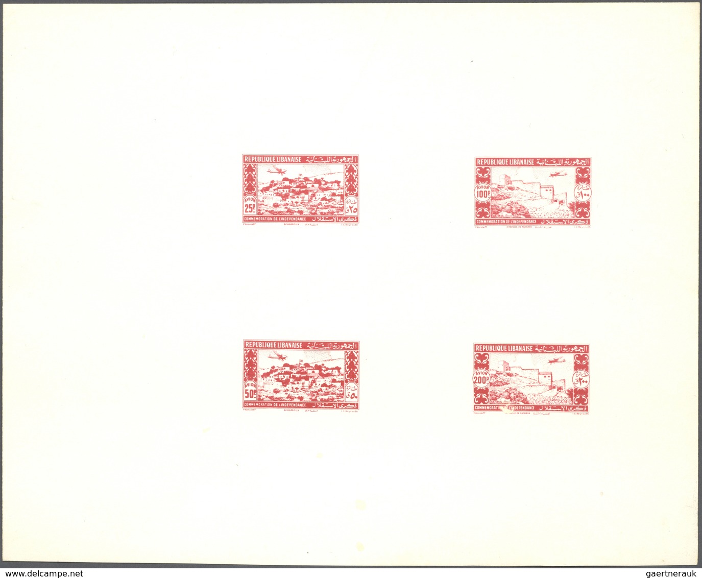 09450 Libanon: 1943, 2nd Anniversary Of Independence, Combined Proof Sheet In Carmine On Bristol, Showing - Liban